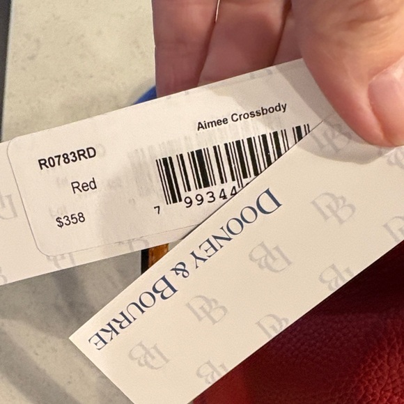 Dooney & Bourke Red and Brown Drawstring Shoulder Bag - Picture 4 of 7